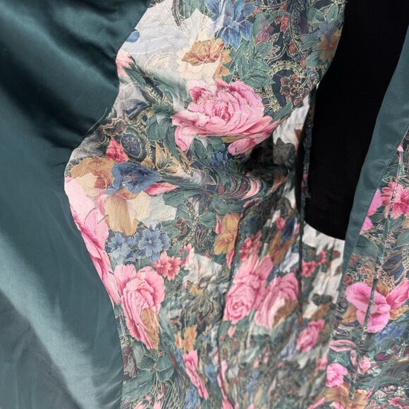 Vtg Victoria Secret Sheer Robe Womens Green Satin Y2K 90s Gold Label‎ No Belt - Picture 5 of 8